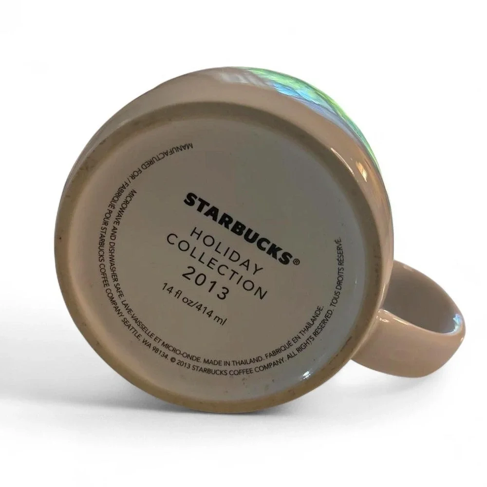 2013 Christmas holiday Starbucks white mug with green logo Perfect gift